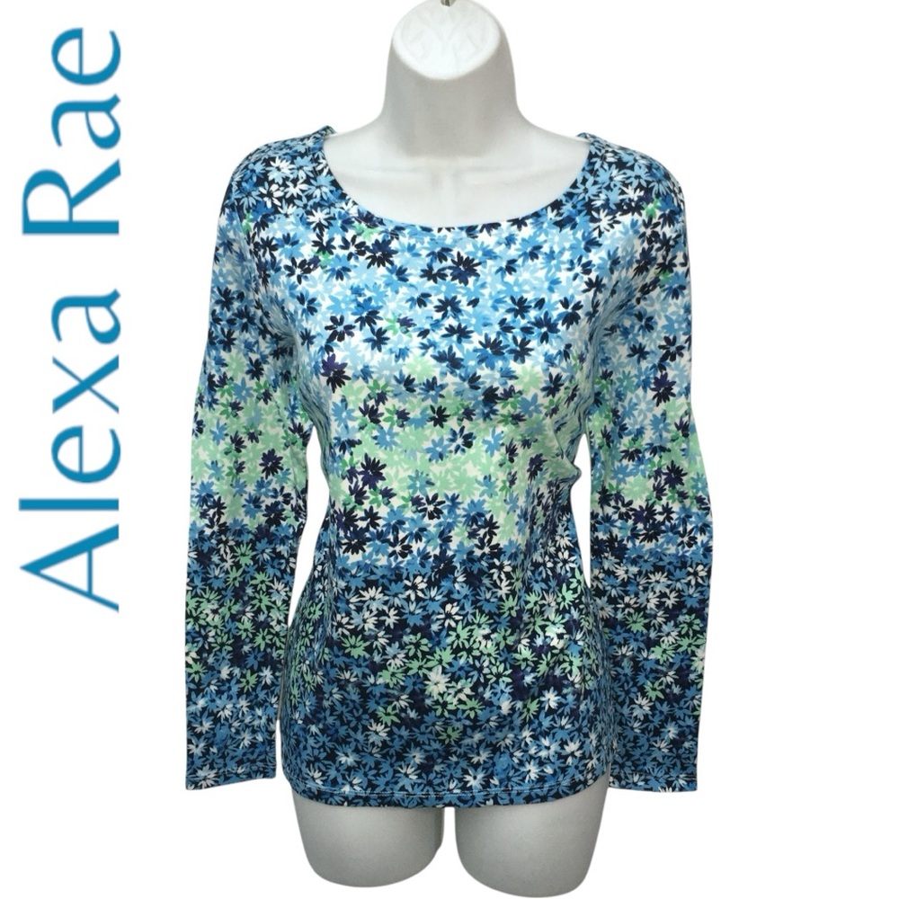Alexa Rae Floral Multicolor Blue Green Top - Women’s Small NWT - Picture 2 of 12